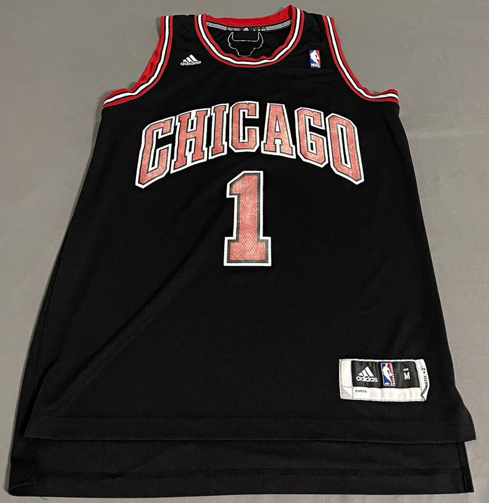 adidas NBA Chicago Bulls Derrick Rose #1 Mens Jersey Black Red White M +2 Length